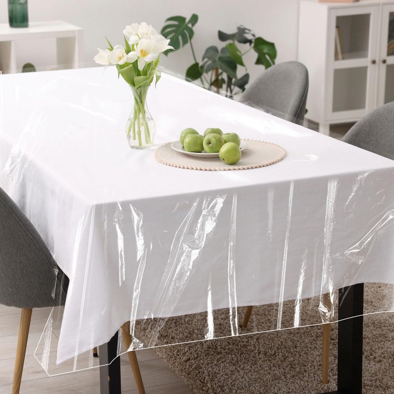 LAMINET Clear Plastic Tablecloth Protector Cover â€“ Heavy-Duty Deluxe Vinyl Table Cover â€“ 70" x 144" Oblong Rectangular â€“ Crystal Clear, Easy Clean. - Image 4